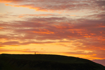 Beautiful sky at Myvatn lake in Iceland.