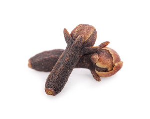 dry cloves on white background