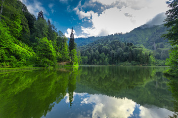 Fototapeta premium Landscape view of Karagol (Black lake) in Savsat,Artvin,Turkey