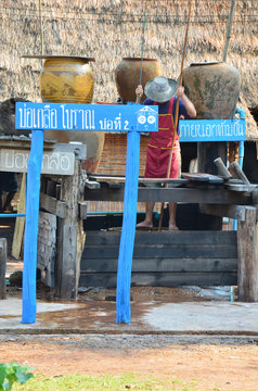 Tradetional of thai about making rock salt Indigenous Knowledge at Ban Bo Kluea village in Nan, Thailand