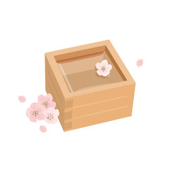 枡酒　イラスト　桜