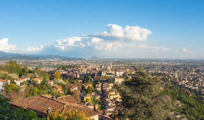 Bergamo. One of the beautiful city in Italy. Lombardia. Landscape on the old city from Saint Vigilio