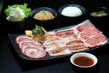 Beef and pork slice for barbecue, Japanese food, Yakiniku