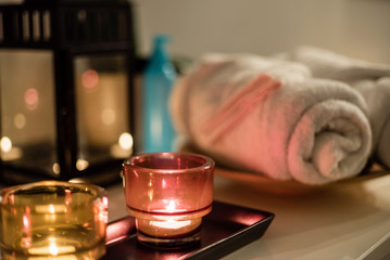 spa room with candles