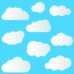 A set of black cloud icons in a trendy flat theme isolated from a yellow background. Cloud Symbols for your website design logo UI Vector Illustration