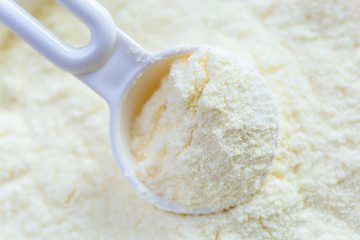Powdered milk with spoon for baby
