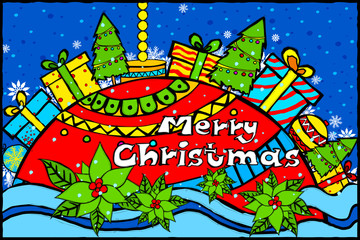 Merry Christmas and Happy New Year Holiday greetings background