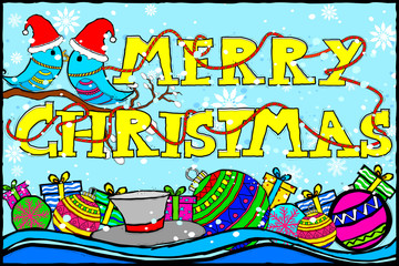 Merry Christmas and Happy New Year Holiday greetings background
