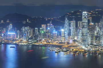 Fototapeta na wymiar Aerial view of Hong Kong City at night