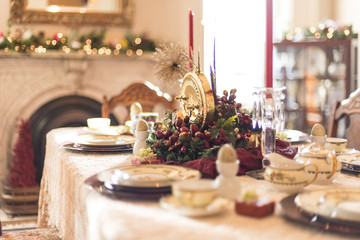 Holiday dining table set for entertaining