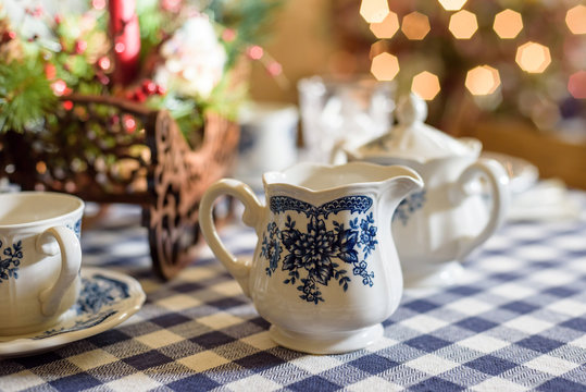Pretty blue and white transferware pitcher