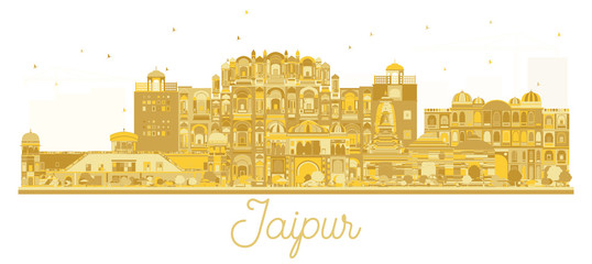 Jaipur India City skyline golden silhouette.