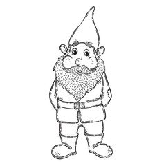 Vector hand drawn illustration. Icon dwarf.  Isolated on white background.