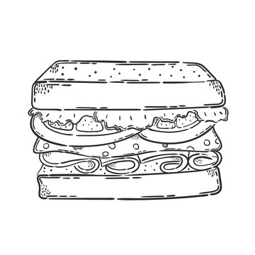 recommend clip art: Vector hand drawn illustration. Icon sandwich.  Isolated on white background.