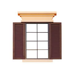 Vintage Italian windows isolated on white background