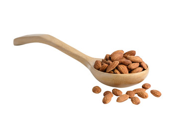 Peeled almonds isolated on white background