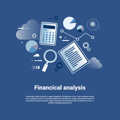 Financial Analysis Template Web Banner With Copy Space Flat Vector Illustration