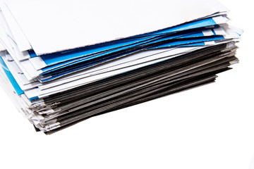 Stack of envelopes/letters isolated on white background