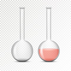 Empty and Filled flask for chemical lab