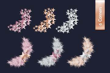 Fototapeta premium Set of Cutout Star Corners and Christmas Tree Branch