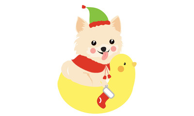 Fototapeta premium Cut dog in Christmas theme