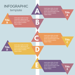 Five steps infographic design elements. Step by step infographic design template. Vector illustration
