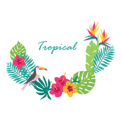 Floral tropical leaves