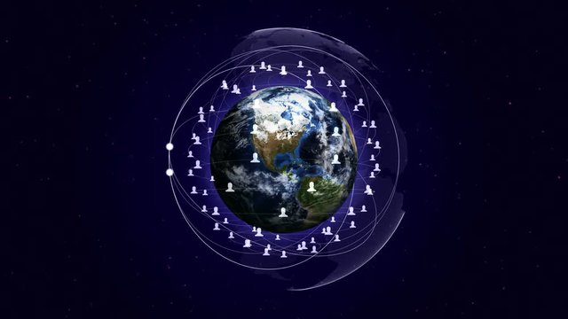 Earth, Connection Network Concept Animation, Rendering, Background, Loop, 4k
