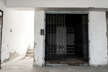 Old abandoned doors of elevator