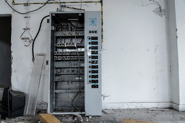 Old damaged fuse cabinet