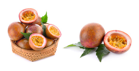 Passion fruit - maracuya sliced on a white background