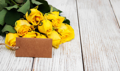 Yellow roses on a table