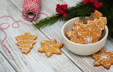 Christmas ginger and honey colorful cookies