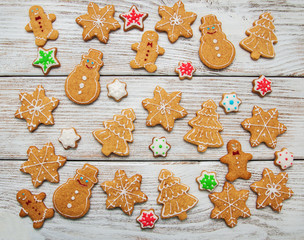 Christmas ginger and honey colorful cookies
