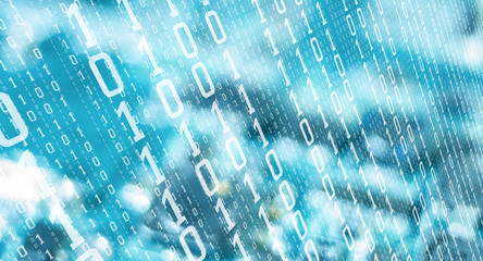 Obraz premium Computer big data analytics, cyber security attacks