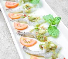 shrimp in fish sauce, Thai food, made of fresh shrimp and spicy sauce