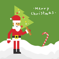 Merry Christmas Santa Pine Tree Vector Illustration