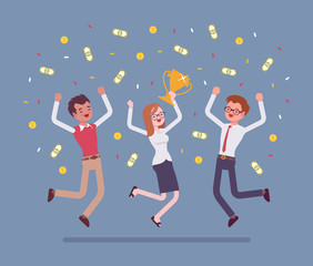 People celebrating victory