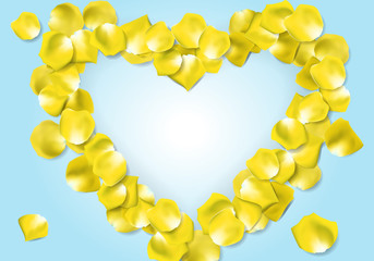 バラ　花びら　ハート　黄色