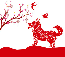 Happy  Chinese New Year  2018 year of the dog.  Lunar new year.