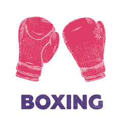 Vector hand drawn illustration. Boxing gloves, sport, fitness. the idea for the poster.