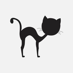 Black silhouette of a cat. Sketch