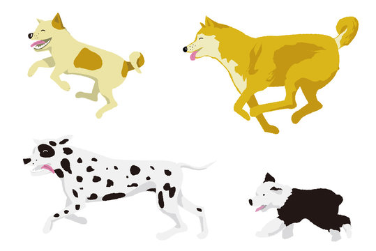 Running Dog Illustration Set