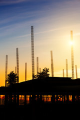 Silhouette of the building under construction