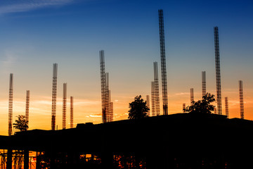 Silhouette of the building under construction