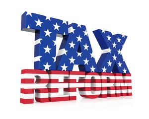 Tax Reform with United States Flag Isolated