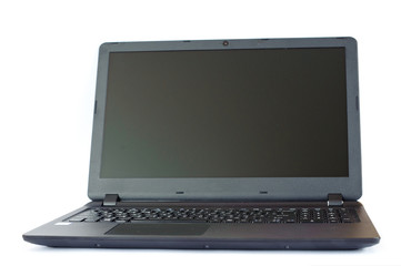 Laptop with blank screen on isolated background