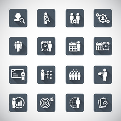 Business training and human resources icon set
