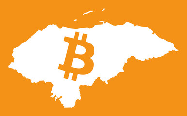 Honduras map with bitcoin crypto currency symbol illustration