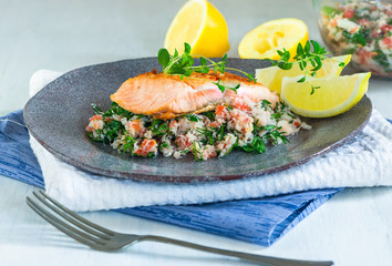 Salmon fillet with crab salsa